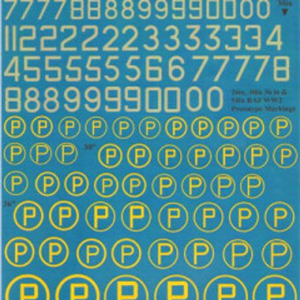 EXDX72213 - XtraDecal RAF Sky Code Numbers and Prototype Ps