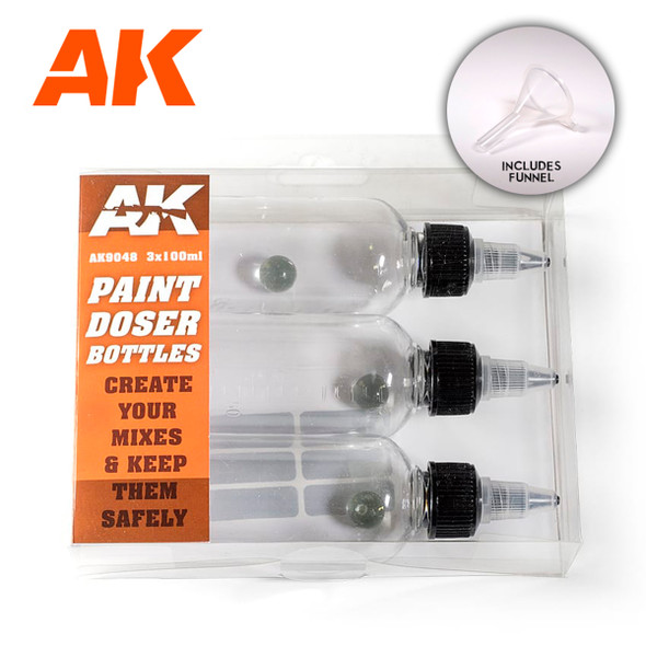 AKIAK9048 - AK Interactive Paint Bottle Doser Bottles (3 x 100 ML)