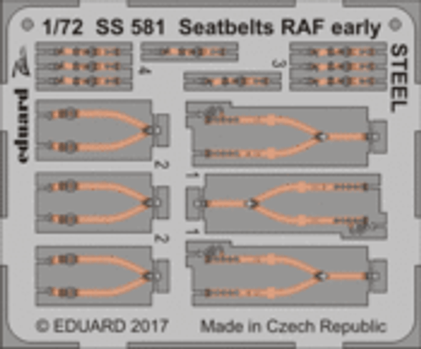 EDUSS581 - Eduard Models 1/72 RAF Seatbelts Early STEEL