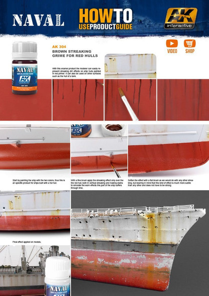 AKIAK304 - AK Interactive WX: Brown Streaking Grime- Red Hull 35ml