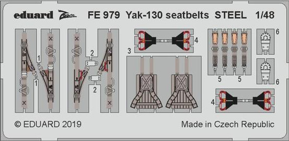 EDUFE979 - Eduard Models ZOOM 1/48 Yak-130 Seatbelts Steel - For Zvezda Kit