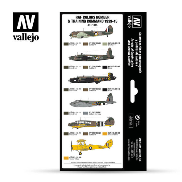 VLJ71145 - Vallejo Air War Colors: RAF Bombers/Trainers