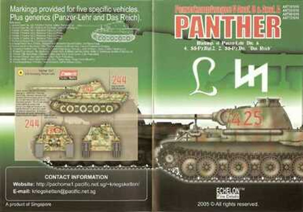EFDAXT721010 - Echelon Fine Details 1/72 - Panzerkampfwagen V Ausf.D & Ausf.A Panther - Decal Sheet