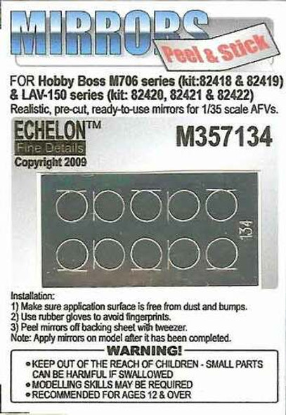 EFDM357134 - Echelon Fine Details 1/35 - Peel & Stick Mirrors For Hobby Boss M706 Series (Kit 82418 & 82419) & LAV-150 Series (Kit82421 & 82422)