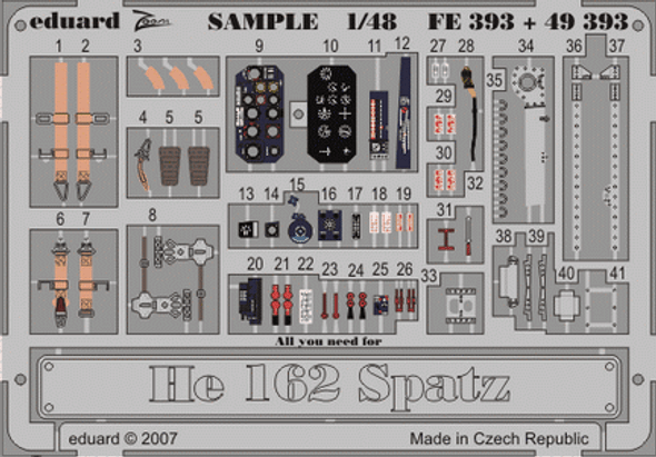 EDU49393 - Eduard Models 1/48 He 162 Spatz Details - For Dragon Kit