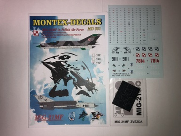 MTXMD7201 - Montex Decals 1/72 MiG-21MF in Polish Air Force - Decal Sheet