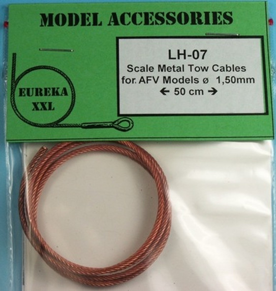 EURLH-07 - Eureka XXL Model Accessories Scale Metal Tow Cable for AFV Models; 1.50mm, 50 cm long