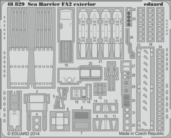 EDU48829 - Eduard Models 1/48 Sea Harrier FA2 Exterior Details - For Kinetic Kit