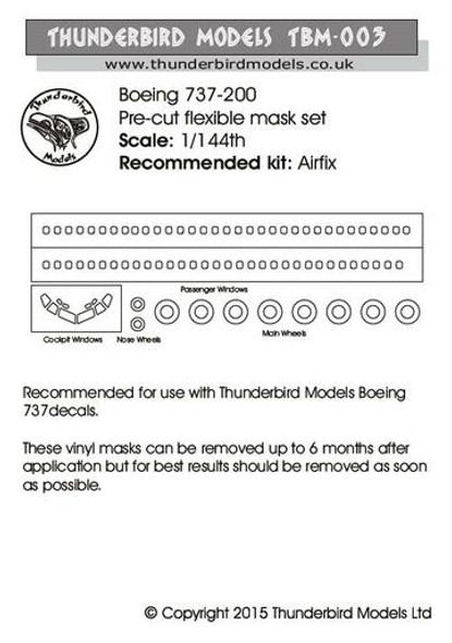 THUTBM-003 - Thunderbird Models 1/144 Boing 737-200 Mask - For Airfix Kit