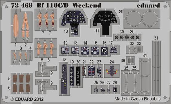 EDU73469 - Eduard Models 1/72 Bf110C/D Weekend Details - For Eduard Kit