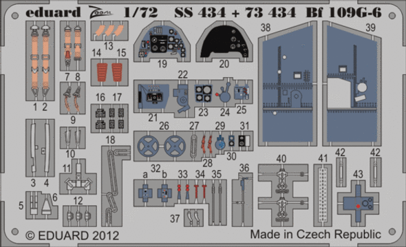 EDU73434 - Eduard Models 1/72 Bf-109G-6 Details - For Italeri Kit