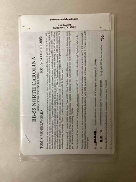TOM3553 - Tom's Modelworks 1/350 BB-55 North Carolina Detail Set