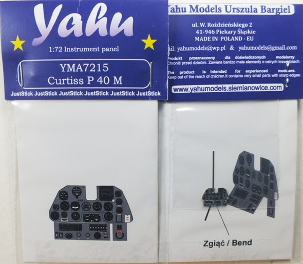 YAHA7215 - Yahu Models 1/72 Curtiss P-40M Warhawk Instrument Panel