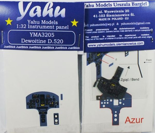 YAHA3205 - Yahu Models 1/32 Dewoitine D520 Instrument Panel