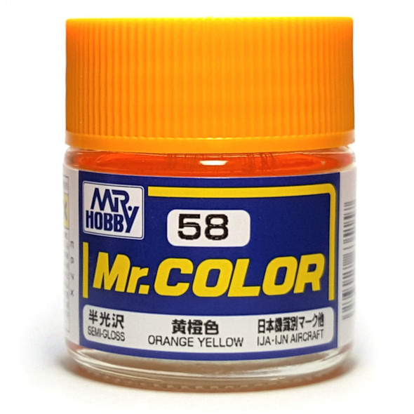 MRHC58 - Mr. Hobby Mr Color Semi Gloss Orange Yellow - 10ml - Lacquer