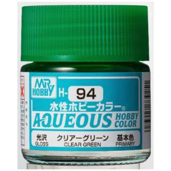 MRHH94 - Mr. Hobby Aqueous Gloss Clear Green (Primary) - 10ml - Acrylic