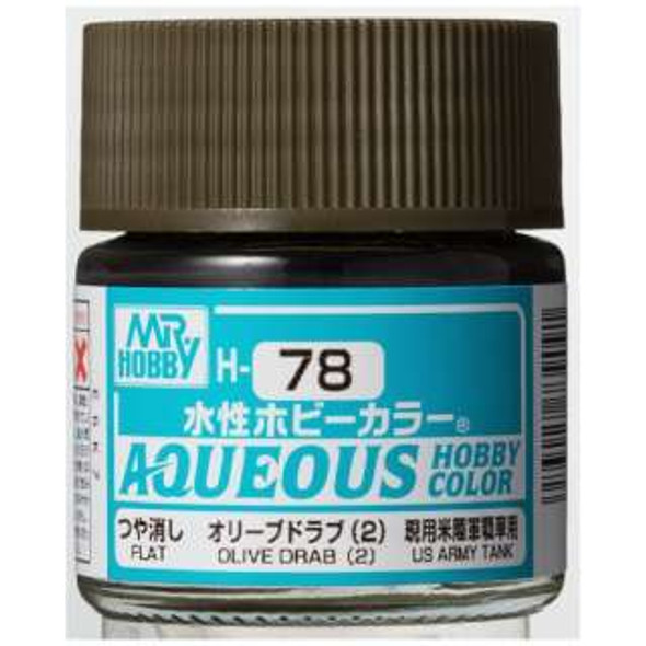 MRHH78 - Mr. Hobby Aqueous Semi Gloss Olive Drab 1 - 10ml - Acrylic