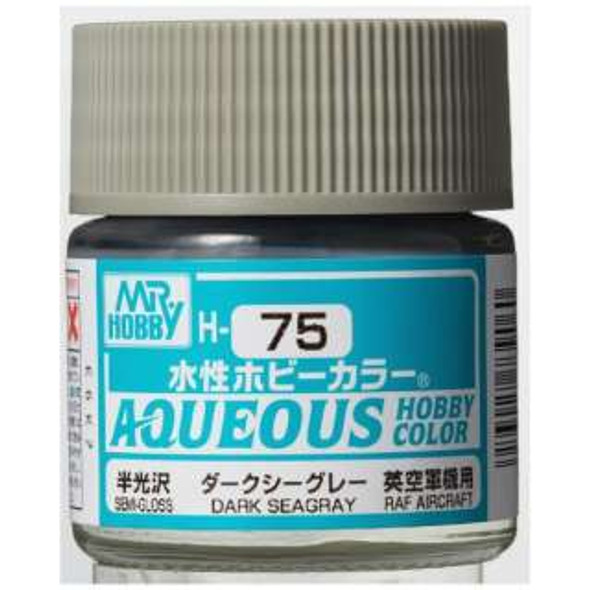 MRHH75 - Mr. Hobby Aqueous Semi Gloss Dark Seagray - 10ml - Acrylic