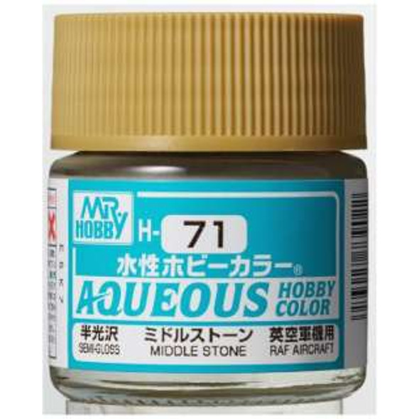 MRHH71 - Mr. Hobby Aqueous Semi Gloss Middle Stone - 10ml - Acrylic