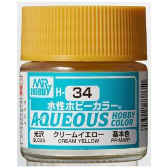 MRHH34 - Mr. Hobby Aqueous Gloss Cream Yellow - 10ml - Acrylic