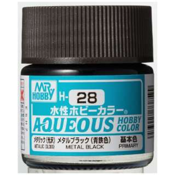 MRHH28 - Mr. Hobby Aqueous Metallic Gloss Metal Black - 10ml - Acryli