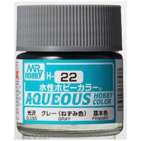 MRHH22 - Mr. Hobby Aqueous Gloss Gray - 10ml - Acrylic