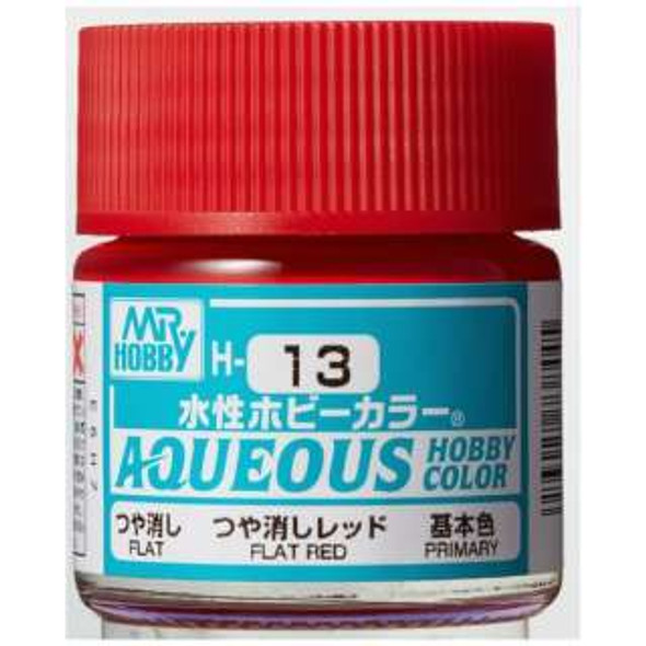 MRHH13 - Mister Hobby Aqueous Flat Red (Primary) - 10ml - Acrylic
