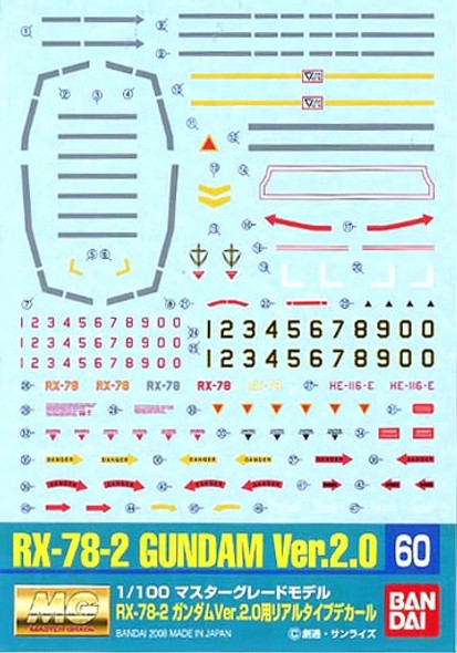 BAN0157464 - Bandai MG 1/100 RX-78-2 Gundam Ver 2.0 Decals #60