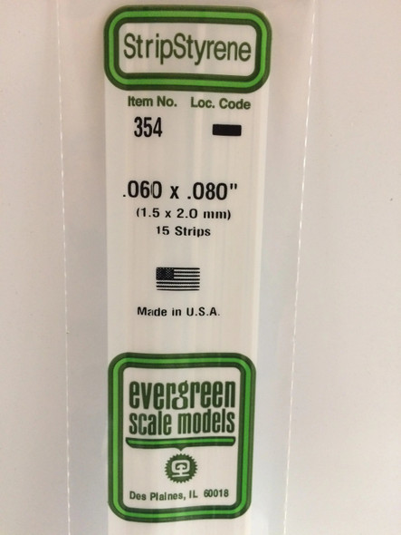 EVE354 - Evergreen Scale Models .060x.080 Strips"