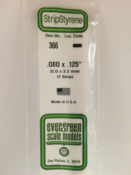 EVE366 - Evergreen Scale Models .080x.125 Strips"