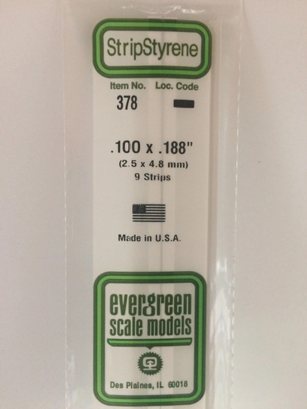 EVE378 - Evergreen Scale Models .100x.188 Strips"
