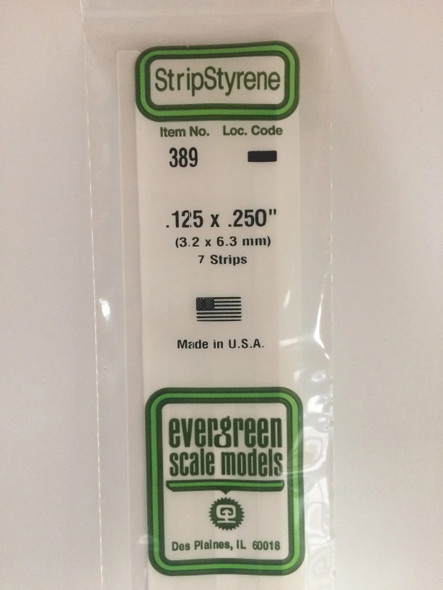 EVE389 - Evergreen Scale Models .125x.250 Strips"