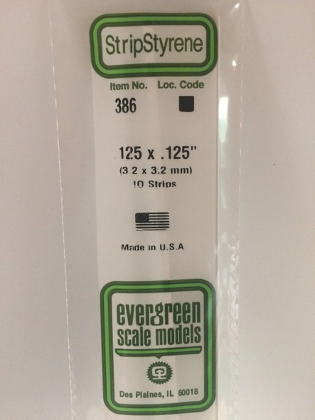 EVE386 - Evergreen Scale Models .125x.125 Strips"