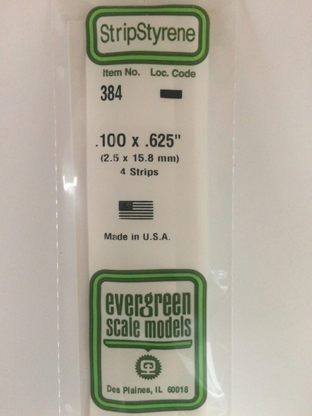 EVE384 - Evergreen Scale Models .100x.625 Strips"