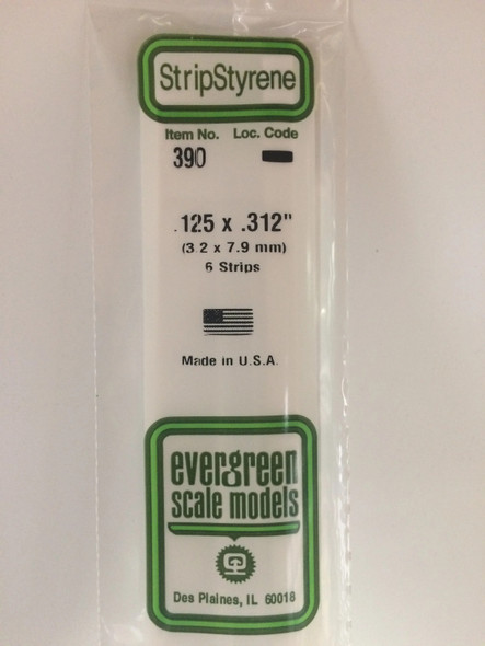 EVE390 - Evergreen Scale Models .125x.312 Strips"