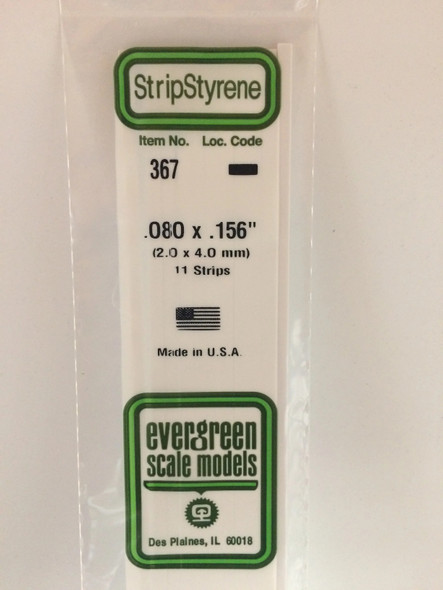 EVE367 - Evergreen Scale Models .080x.156 Strips"