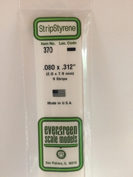 EVE370 - Evergreen Scale Models .080x.312 Strips"