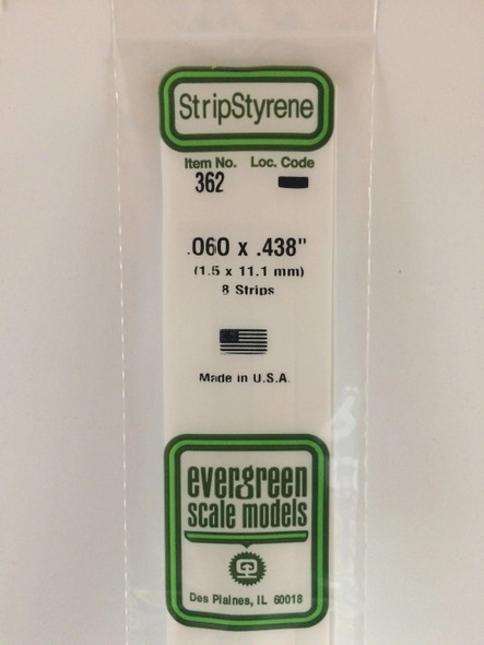 EVE362 - Evergreen Scale Models .060x.438 Strips"
