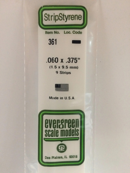 EVE361 - Evergreen Scale Models .060x.375 Strips"