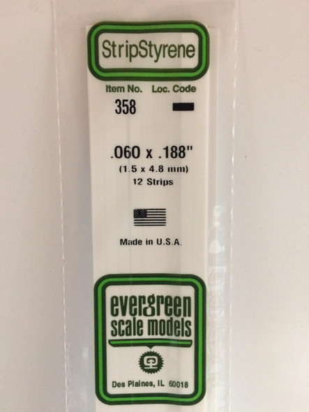 EVE358 - Evergreen Scale Models .060x.188 Strips