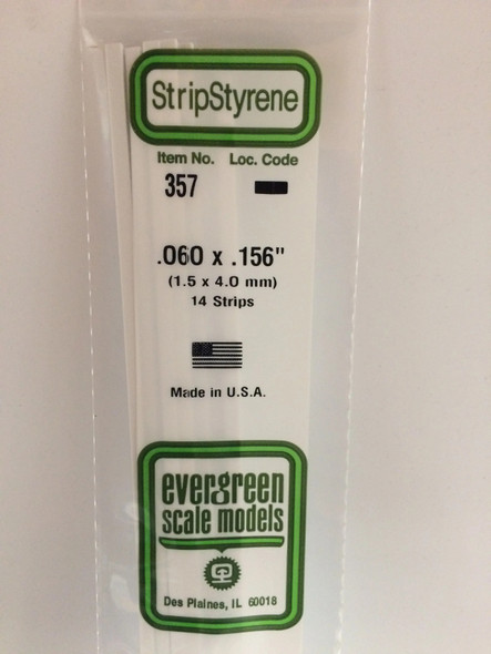 EVE357 - Evergreen Scale Models .060x.156 Strips"