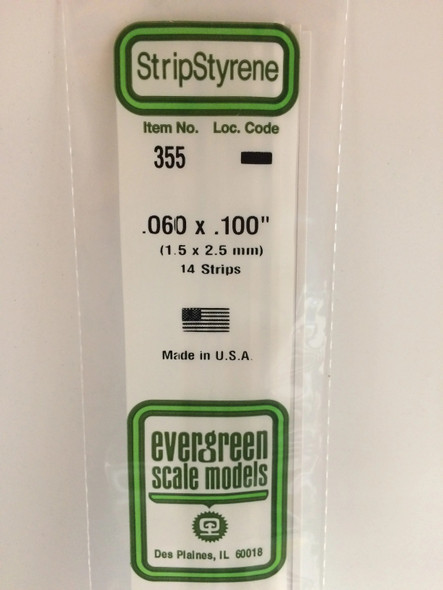EVE355 - Evergreen Scale Models .060x.100 Strips"