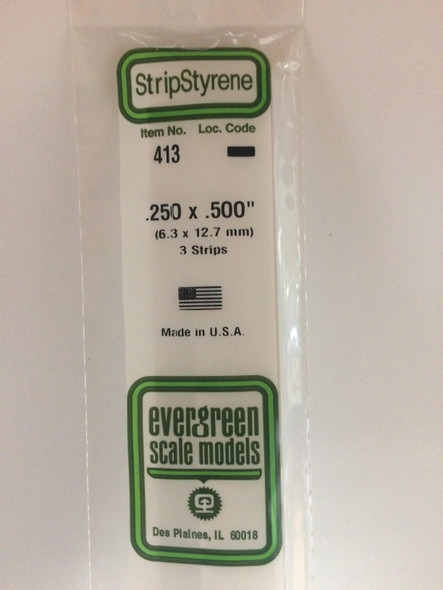 EVE413 - Evergreen Scale Models .250x.500 Strips"