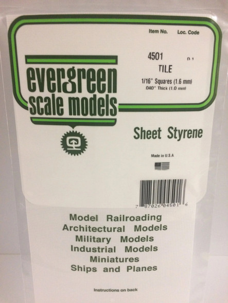 EVE4501 - Evergreen Scale Models 1/16x.040 Tile"
