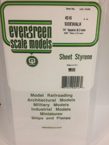 EVE4516 - Evergreen Scale Models 1/4x.040 Sidewalk"