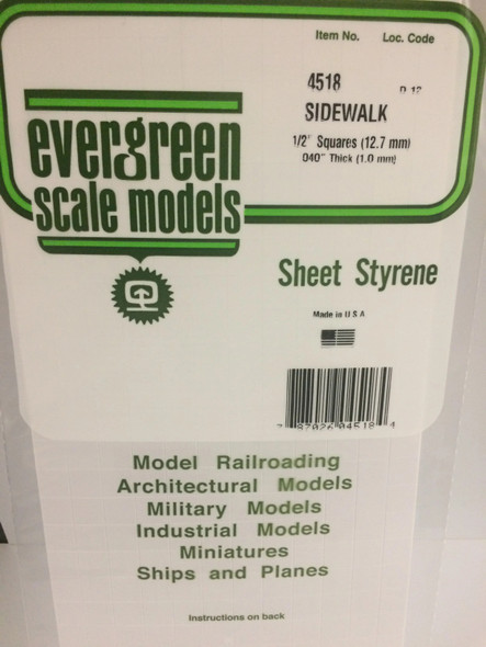 EVE4518 - Evergreen Scale Models 1/2x.040 Sidewalk"