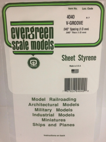 EVE4040 - Evergreen Scale Models .040x.040 V-Groove