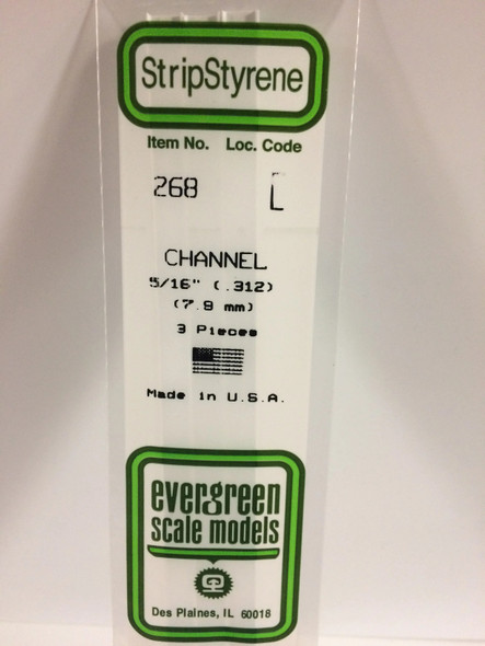 EVE268 - Evergreen Scale Models 5/16" Styrene Channel