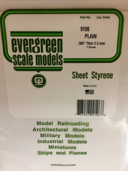EVE9106 - Evergreen Scale Models .060 Styrene Sheet 8 x 21" (2)"
