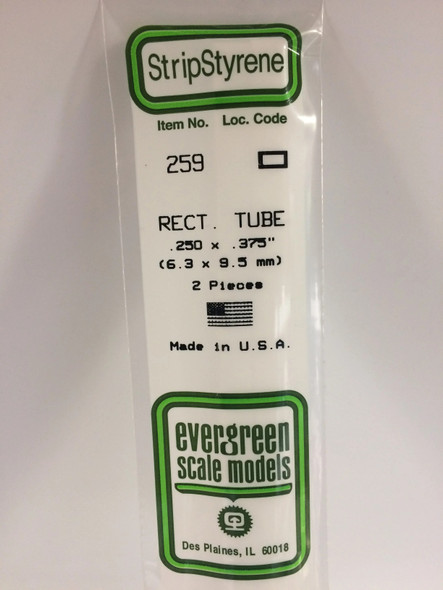 EVE259 - Evergreen Scale Models .250 x .375 Styrene Tube